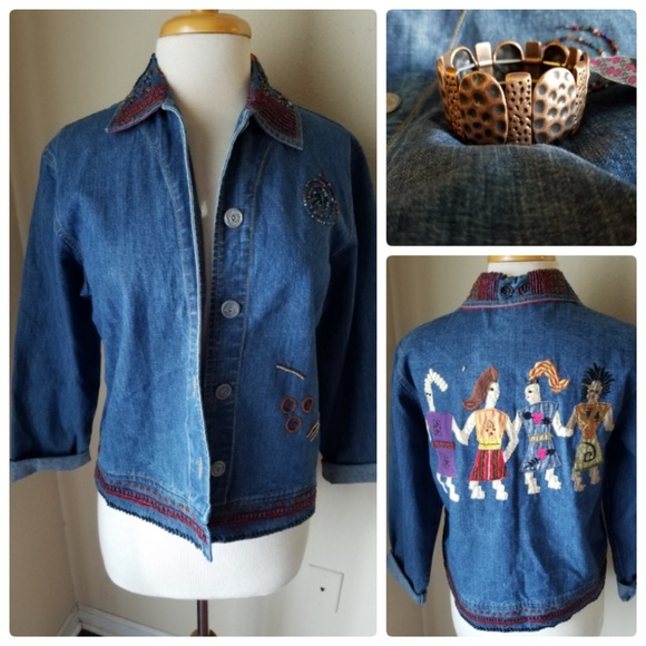 NWT Chico's Design Diva Jean Jacket Beaded